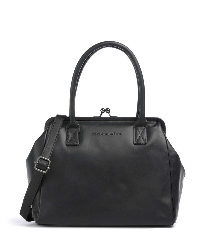 The Chesterfield Brand Wax Pull Up Cow Dorin Shoulder bag black