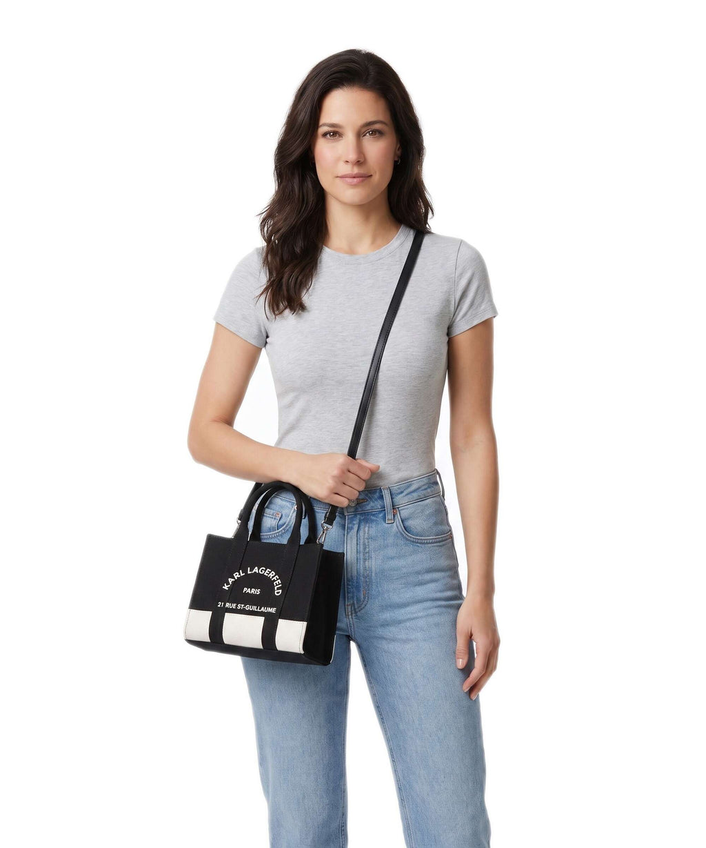 Karl Lagerfeld K/Rue St Guillaume Medium Handbag cannoli cream/black