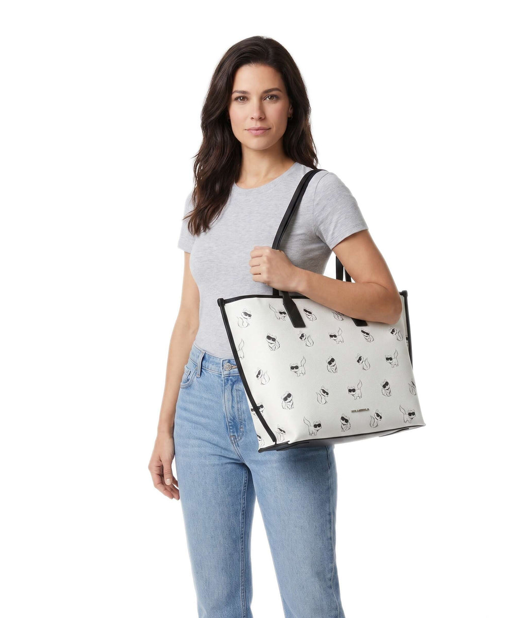 Karl Lagerfeld Ikon Choupette Tote bag off white